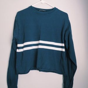 Blue Cropped Long Sleeve T-Shirt